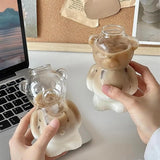 Glass Coffee Cups 320ml Reusable Tumbler Funny Cute Glass Cups Coffee Drinkware for Iced Hot Milk Juice Water Cocktail Beer Wine