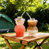 Glass Coffee Cups 320ml Reusable Tumbler Funny Cute Glass Cups Coffee Drinkware for Iced Hot Milk Juice Water Cocktail Beer Wine