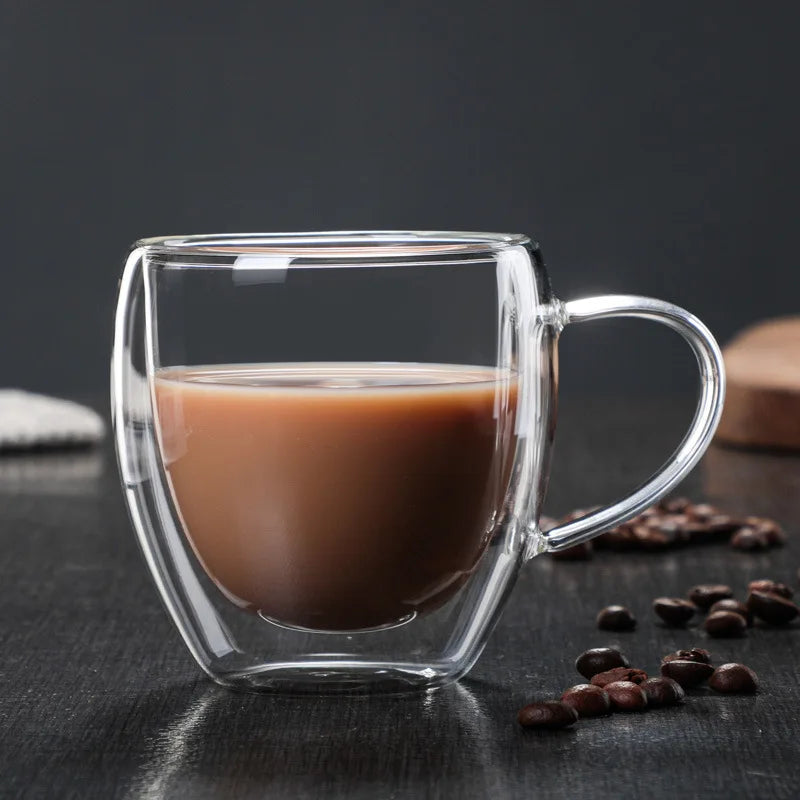 Double Wall High Borosilicate Glass Mug Heat Resistant Tea Milk Lemon Juice Coffee Water Cup Bar Drinkware Lover Gift Creativity