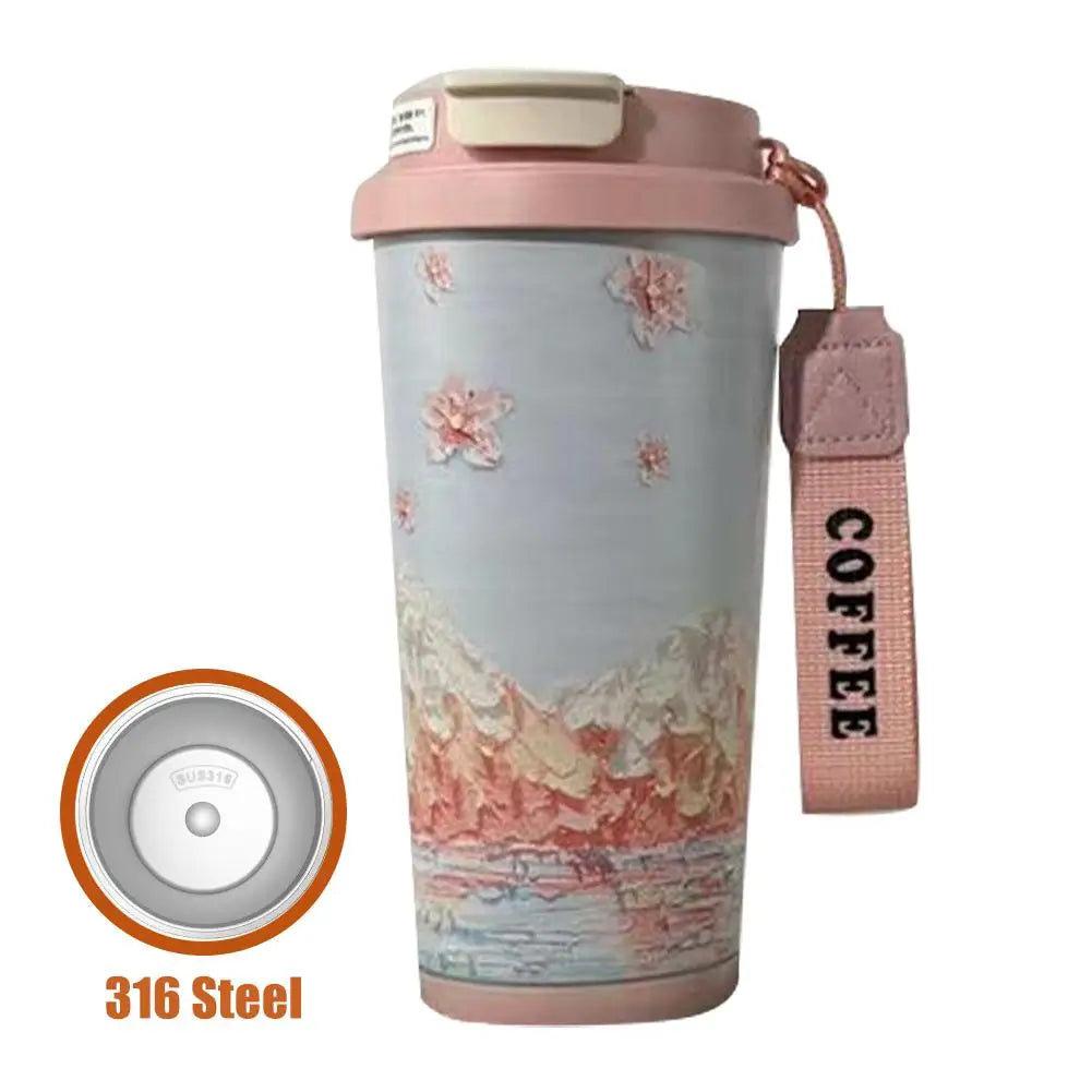 Colorful Flowers Garden Travel Coffee Tumblers Wildflower Tumbler Stainless Steel Cup with Lid & Straw Coffee Mug Holiday Gifts