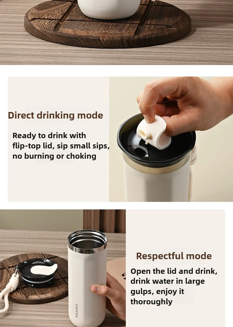 Vacuum Coffee Tumbler 350ml, Stainless Steel Thermal Mug, Leakproof with Handle for Travel water term Thermo bottle thermos cup