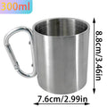 1PCS Portable Stainless Steel Camping Cup with Carabiner Clip, Lightweight Travel Mug for Hiking Backpacking Outdoor (201 Grade)