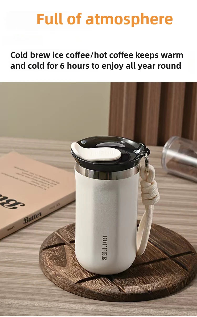 Vacuum Coffee Tumbler 350ml, Stainless Steel Thermal Mug, Leakproof with Handle for Travel water term Thermo bottle thermos cup