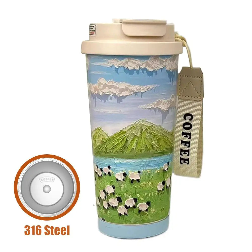 Colorful Flowers Garden Travel Coffee Tumblers Wildflower Tumbler Stainless Steel Cup with Lid & Straw Coffee Mug Holiday Gifts