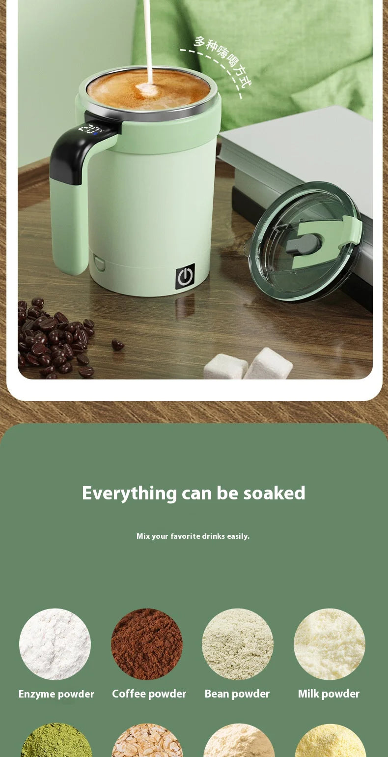 New smart temperature-measuring magnetic automatic stirring cup, electric portable coffee cup, milkshake cup, sports and fitness