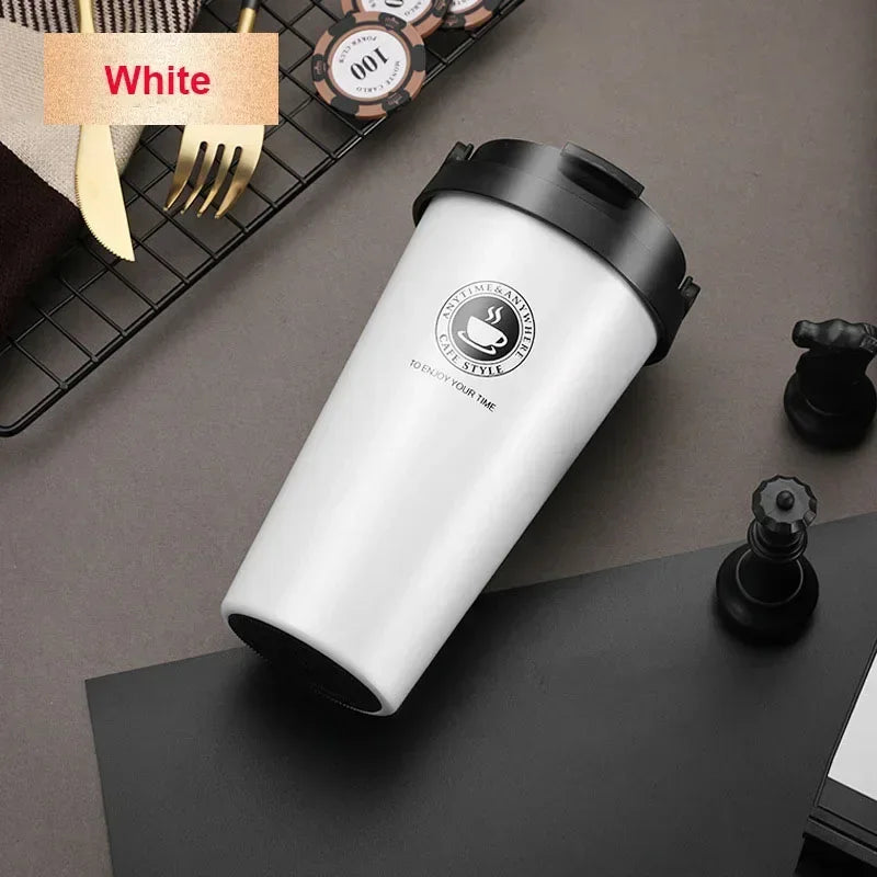 Travel Coffee Cup with Lid and Handle 500ml Insulated Double Wall Leak-Proof Thermos Mug Vacuum Stainless Steel Tea Tumbler
