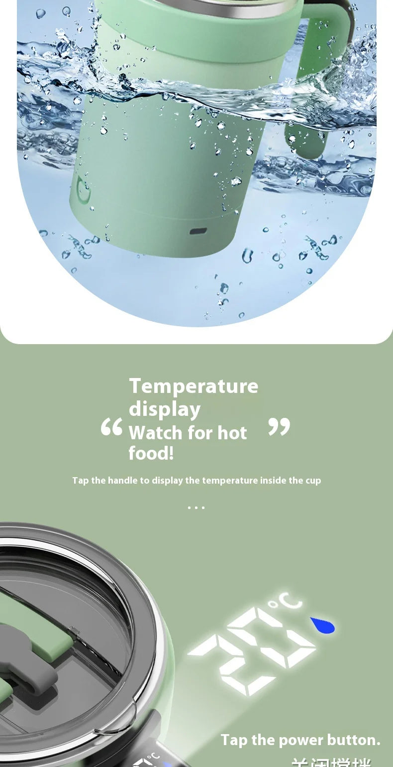 New smart temperature-measuring magnetic automatic stirring cup, electric portable coffee cup, milkshake cup, sports and fitness
