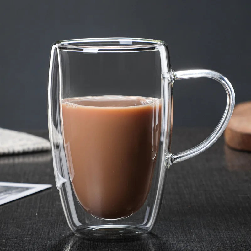 Double Wall High Borosilicate Glass Mug Heat Resistant Tea Milk Lemon Juice Coffee Water Cup Bar Drinkware Lover Gift Creativity