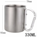 Tumbler 300ml Stainless Steel Travel Water Tea Coffee Mug Self Lock Carabiner Handle Cup For Camping Hiking Climbing Outdoor