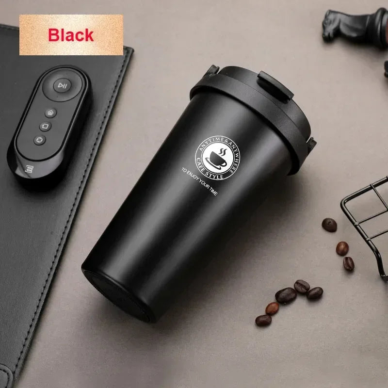 Travel Coffee Cup with Lid and Handle 500ml Insulated Double Wall Leak-Proof Thermos Mug Vacuum Stainless Steel Tea Tumbler
