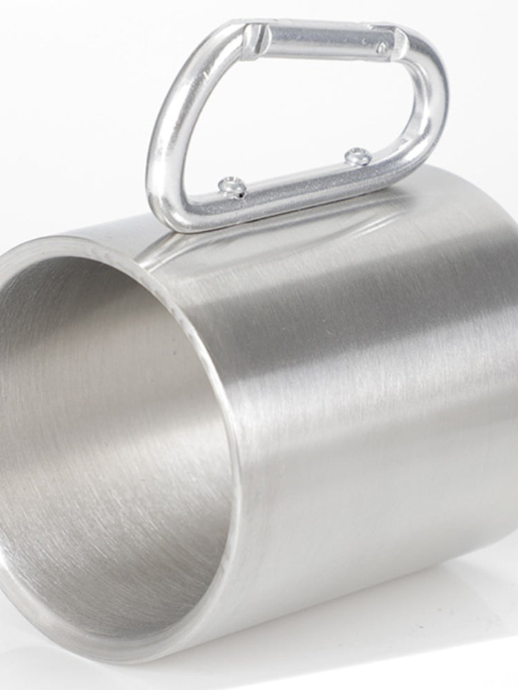 Tumbler 300ml Stainless Steel Travel Water Tea Coffee Mug Self Lock Carabiner Handle Cup For Camping Hiking Climbing Outdoor