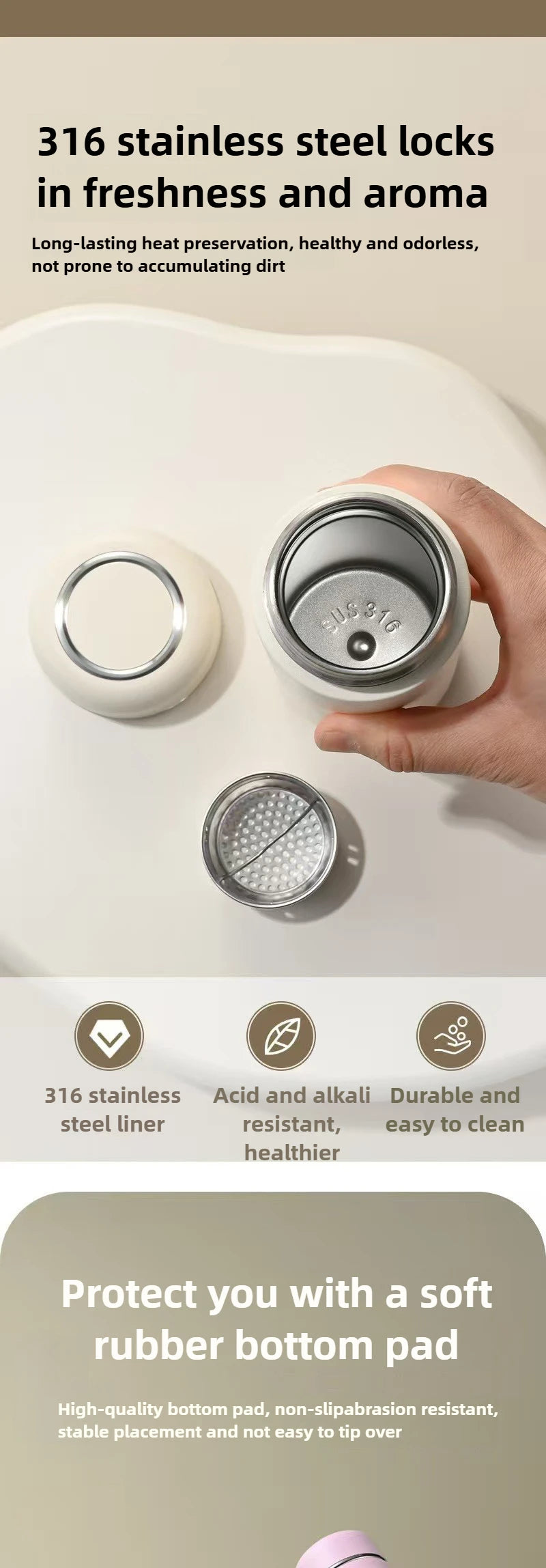 Vacuum Coffee Tumbler 350ml, Stainless Steel Thermal Mug, Leakproof with Handle for Travel water term Thermo bottle thermos cup