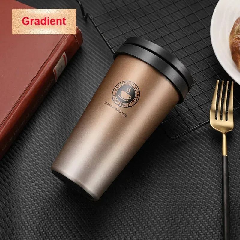 Travel Coffee Cup with Lid and Handle 500ml Insulated Double Wall Leak-Proof Thermos Mug Vacuum Stainless Steel Tea Tumbler