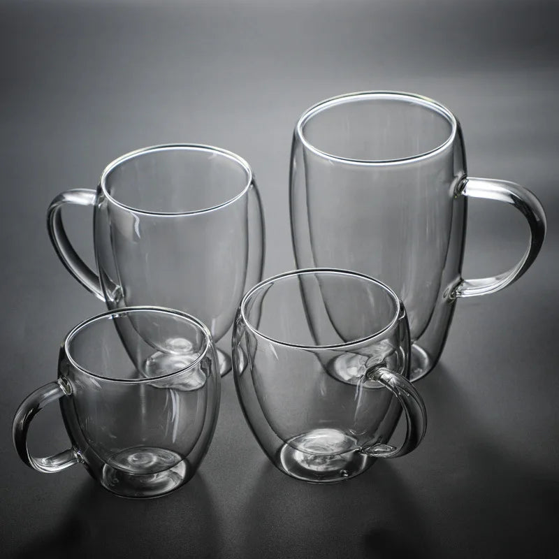 Double Wall High Borosilicate Glass Mug Heat Resistant Tea Milk Lemon Juice Coffee Water Cup Bar Drinkware Lover Gift Creativity