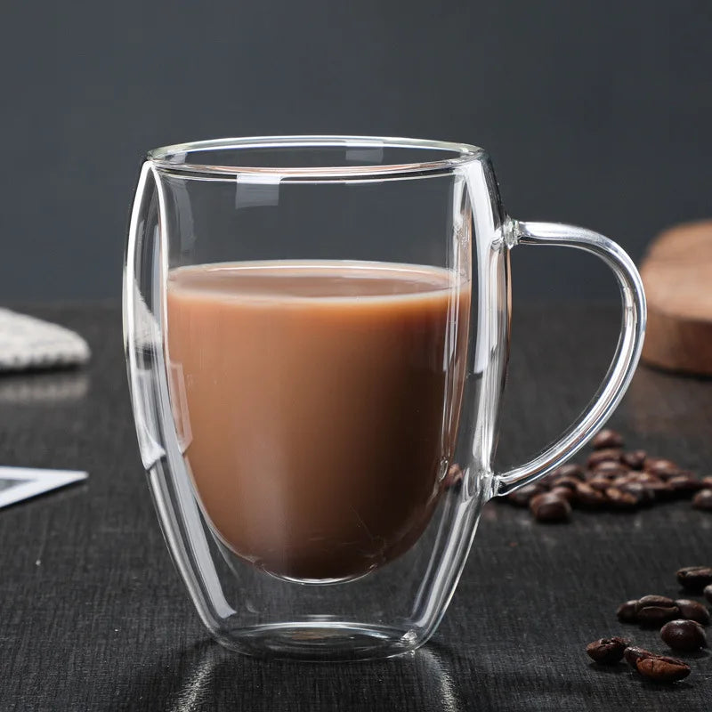 Double Wall High Borosilicate Glass Mug Heat Resistant Tea Milk Lemon Juice Coffee Water Cup Bar Drinkware Lover Gift Creativity