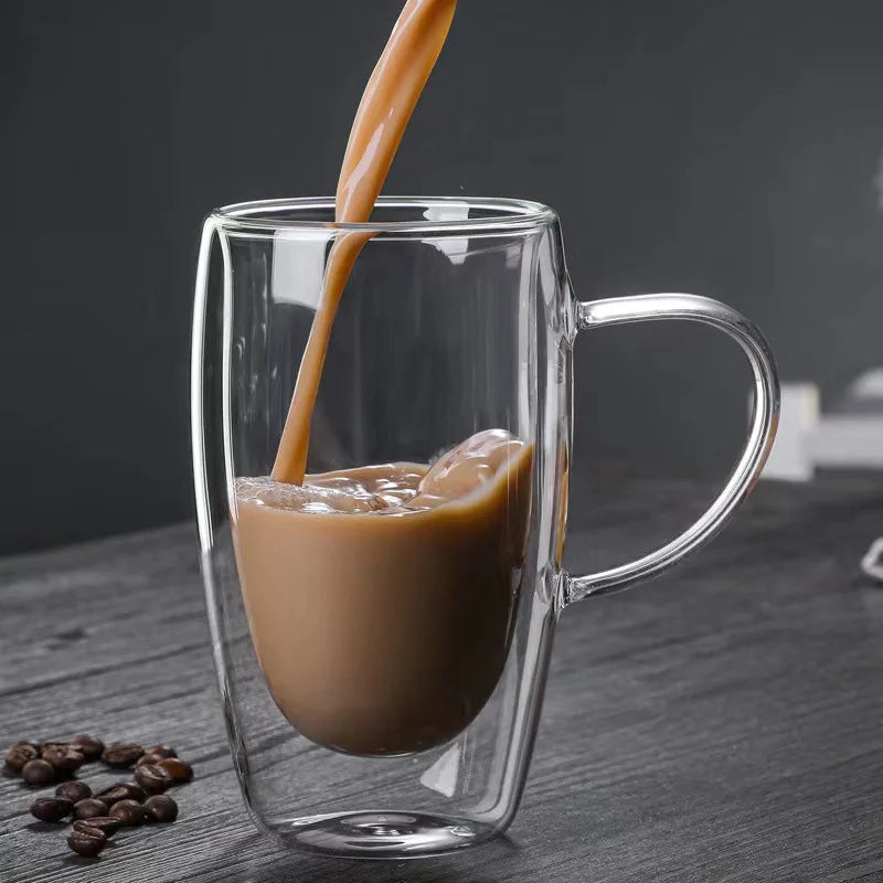 Double Wall High Borosilicate Glass Mug Heat Resistant Tea Milk Lemon Juice Coffee Water Cup Bar Drinkware Lover Gift Creativity